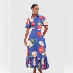 Elegant Floral Maxi Dress in Blue